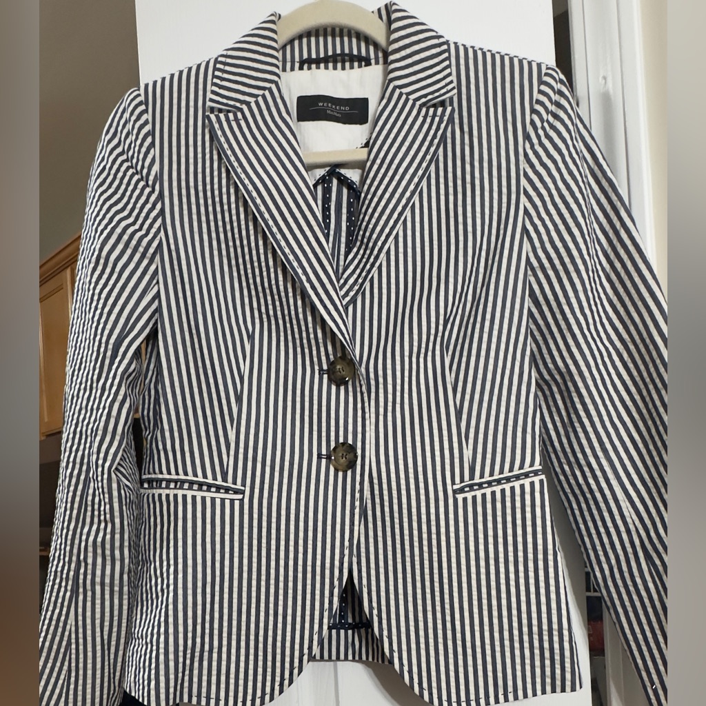 Maxmara Navy And White Striped Blazer (Mix1)
